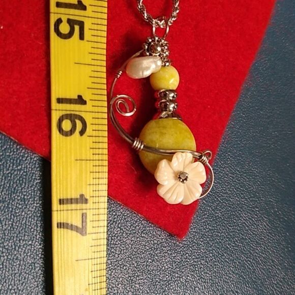 Artisan Silver Tone Wire Wrap Floral Freshwt Pearl Pendant Sterling Silver Chain - Picture 11 of 13